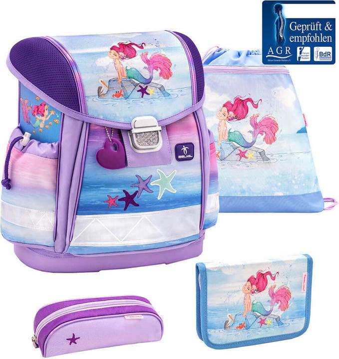 Belmil CLASSY Schulrucksack 4-teiliges-Set Beautiful Mermaid (19 l)
