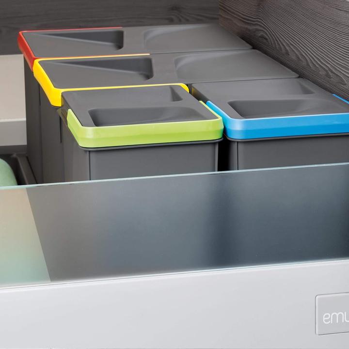 Actual product image Emuca Waste separation system, H 216 mm (2x12 L + 2x6 L) (12 l)