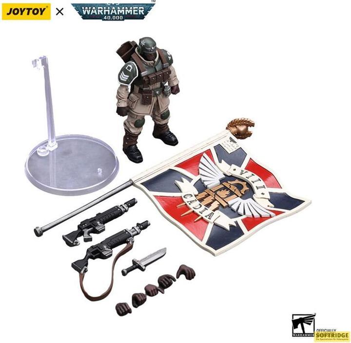Produktbild Joy Toy Warhammer 40k Actionfigur 1/18 Astra Militarum Cadian Command Squad Veteran with Regimental Standard