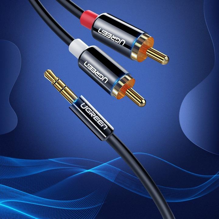 Actual product image Ugreen audio cable 3.5 mm mini jack - 2RCA 3m black (10590) (3 m, 3.5mm jack (AUX))