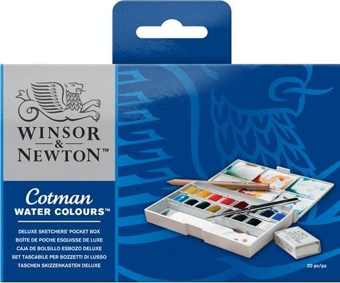 Winsor & Newton Cotman watercolour deluxe pocketbox 19pcs (Weiss, Gelb, Grün, Blau, Grau, Rot)