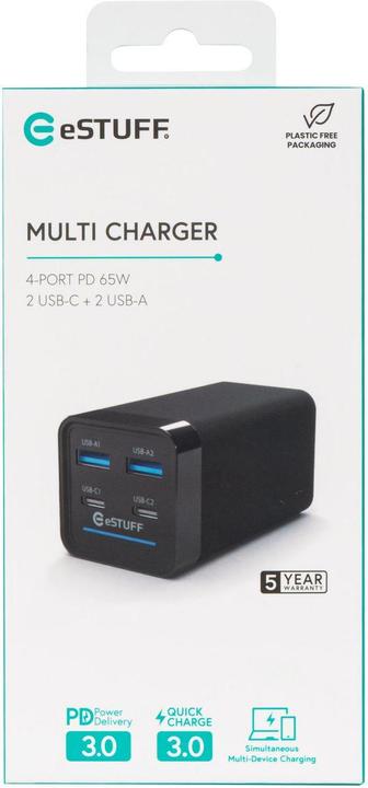 Actual product image eSTUFF Multi charger PD65W 2C+2A (65 W)
