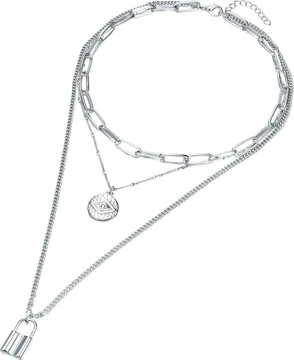 Immagine prodotto Lulu & Jane Lucchetto da donna in lega di metallo argento 44,0 cm/48,0 cm/68,0 cm catena base + 5,0 - 29113 (Lega metallica)