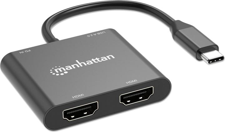 Produktbild Manhattan USB-C PD auf Dual-HDMI-Monitor-Adapter (USB Typ-C, HDMI, 5.90 cm)