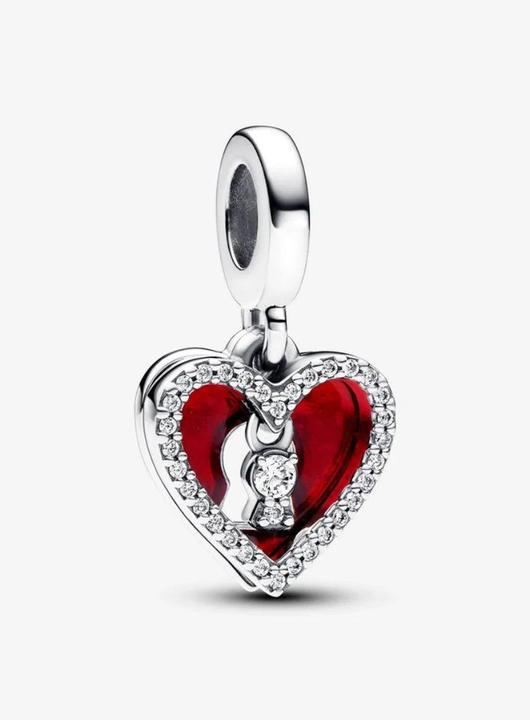 Produktbild Pandora Rotes Herz & Schlüsselloch Doppelter Charm (Silber 925)