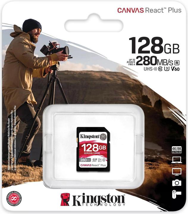 Immagine prodotto Kingston Canvas React Plus (128 GB, SDXC, U3, UHS-II)