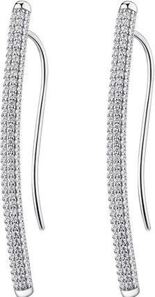 Rosato Long silver earrings with zircons Bianca RZBI25