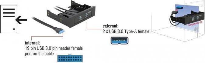 Actual product image Delock USB3.0 Front Panel 2-Port (0.60 m, USB 3.0)