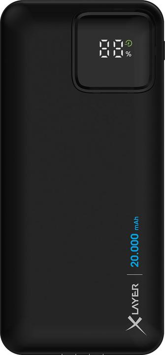 Xlayer Powerbank 20 000 mAh avec deux câbles intégrés PD 20W Black (20000 mAh, 20 W, 74 Wh)