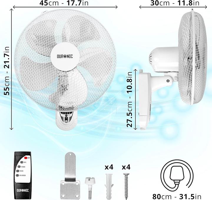 Image du produit Duronic Wandventilator FN55 WE mit Fernbedienung