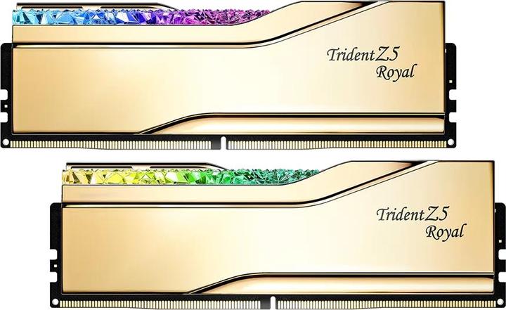 Image du produit G.Skill DIMM 32 Go DDR5-6400 (2x 16 Go) Dual-Kit (or, F5-6400J3039G16GX2-TR5G, Trident Z5 Royal, INTEL XM (2 x 16GB, 6400 MHz, RAM DDR5, DIMM)