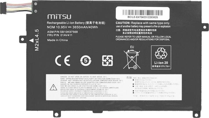 Image du produit Mitsu LENOVO THINKPAD Batterie 3650mAh 10,95V