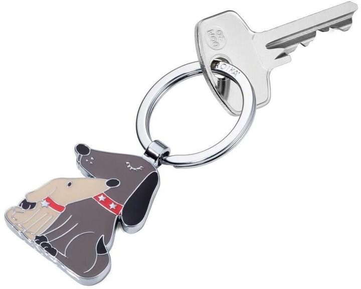 Image du produit Troika DOG & DOGGY Porte-clés chien et chiot, gris brillant/beige/brun