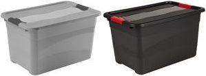Actual product image OKT Solido" storage box, 52 litres, graphite/red with lid, lid with sliding closure (52 l)
