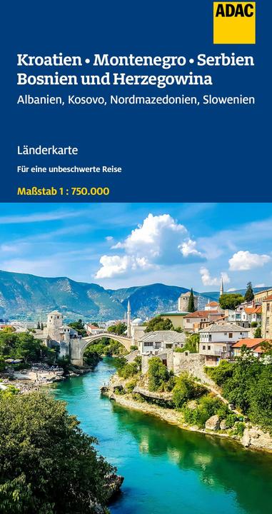 Produktbild Länderkarte Kroatien, Montenegro, Serbien, Bosnien und Herzegowina 1:750.000