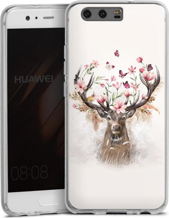 DeinDesign Silikon Hülle für Huawei P10 Handyhülle Case Smartphone Schutzhülle Blumen Hirsch Tiere (Huawei P10)