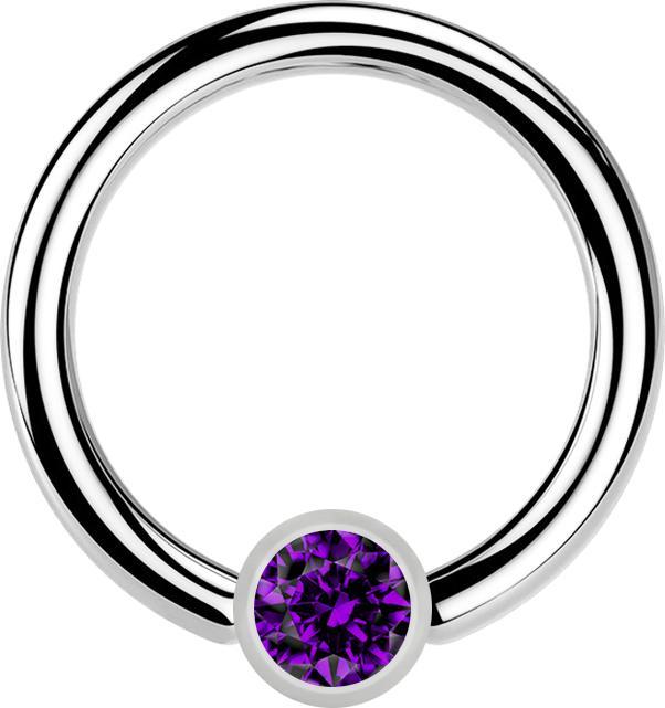 Star Piercing Micro Ball Closure Ring silber und Kristall violett (ohne Messing, Chirurgenstahl 316L)