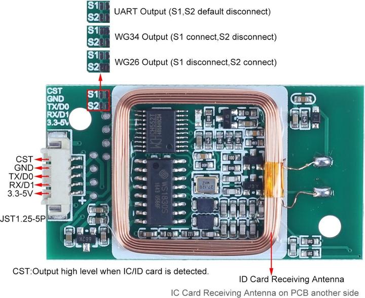 Actual product image Purecrea NFC RFID reader module Card reader UART WG26/WG34