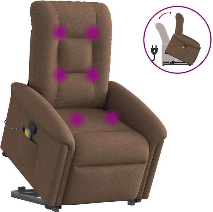 Immagine prodotto VidaXL Poltrona massaggiante con ausilio stand-up in tessuto marrone