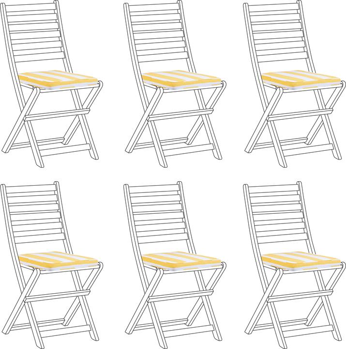 Produktbild Beliani Sitzkissen für Stuhl TOLVE 6er Set gelb / weiss gestreift 31 x 39 x 5 cm (39 x 31 cm)