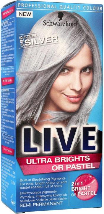 Immagine prodotto Schwarzkopf Tinture per capelli ultra brillanti o pastello dal vivo 098 Steel Silver (098 Acciaio Argento)