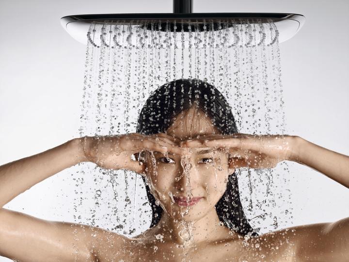 Produktbild hansgrohe HG Kopfbrause PURA VIDA 400 AIR 1jet 400mm DN 15 Deckenanschluss 100mm chrom (1 Strahlarten, 21 l/min)
