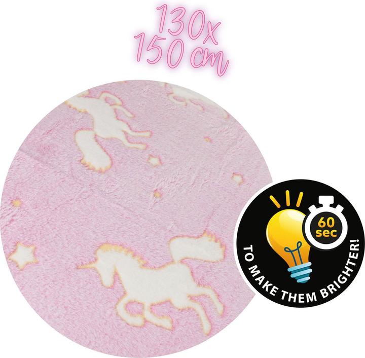 Produktbild Toi-Toys Glow N fun Glow in the Dark Decke Einhorn, 130x150cm (130 x 150 cm)