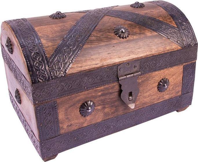 Produktbild Holzspielerei Piratentruhe Mango geflammt mittel