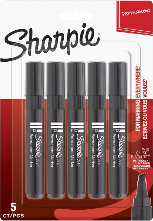 Produktbild Sharpie Marker Keilspitze W10 Chisel 5er (Schwarz, 5 x)