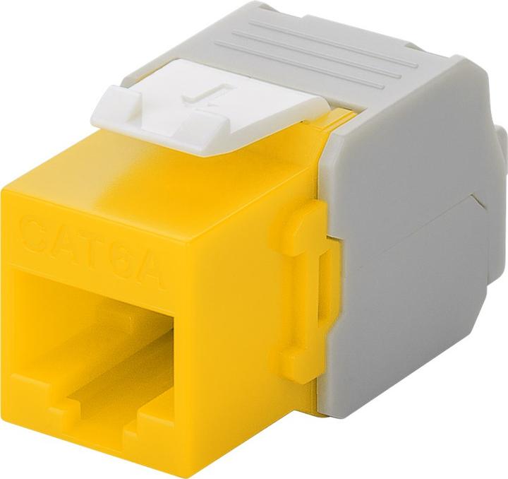 Produktbild Goobay CAT 6a KeyStone RJ45 Jack,ungeschirmt, 500MHz, Gelb-Weiss (Keystone Modul)