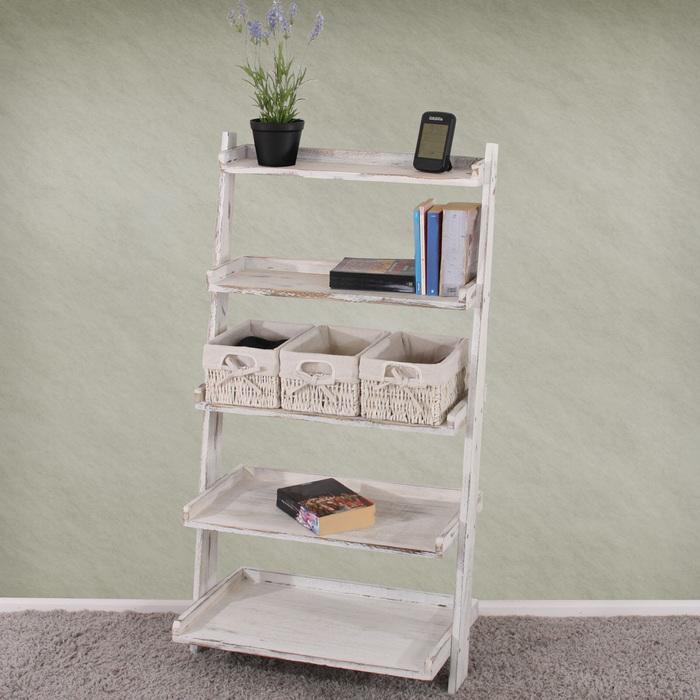 Produktbild Mendler Regal Standregal Pflanzregal Blumenständer, 119x64x38cm, Shabby-Look, Vintage – weiss - 10113