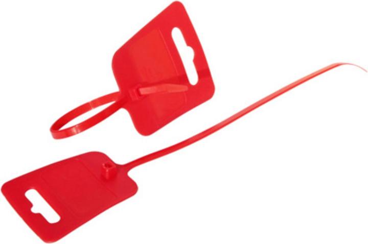 Actual product image Shiverpeaks BASIC-S cable tie with labelling field, red 4,8 x 250 mm, Euro hole and labelling field, plastic (250 mm, 100 pcs.)