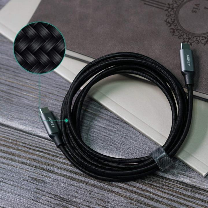 Produktbild Aukey CB-CD6 Quick Charge USB C - USB C Nageloninis Kabel | 2m | 3A | 60 W PD | 20V (2 m, USB 3.1, 60 W)