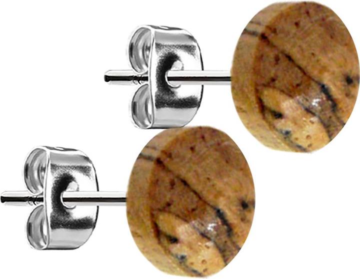 Star Piercing Ohrstecker silber Teller aus Tamarind Holz (ohne Messing, Organisch, Chirurgenstahl 316L)