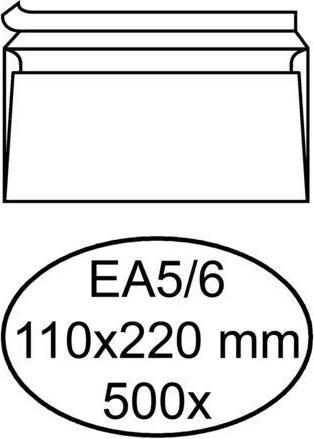 Quantore 500 weisse selbstklebende Umschläge EA5/6 110 x 220 mm (110 x 220 mm, 500 x)