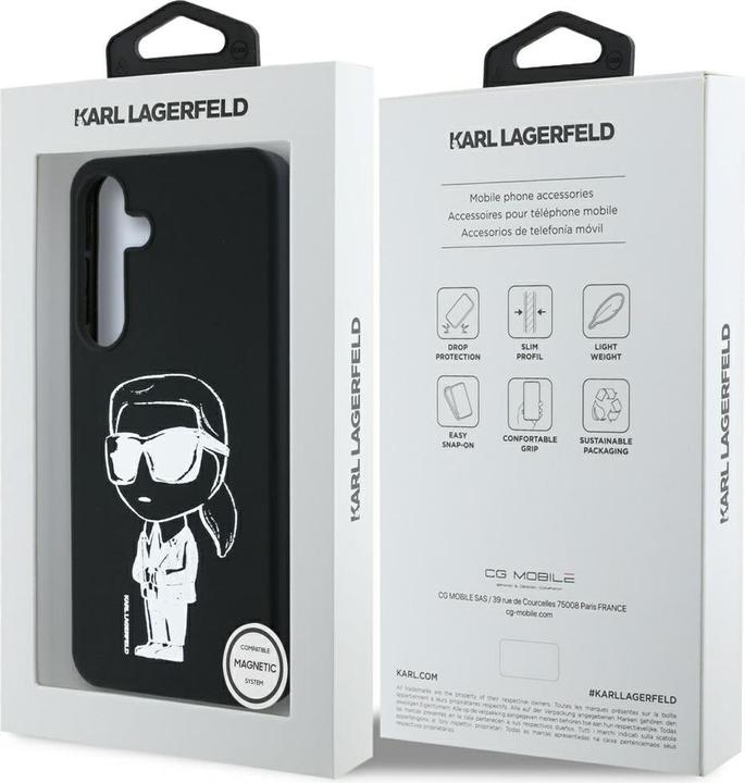 Actual product image Karl Lagerfeld Etui Silicone Graffiti Ikonik Printed Logo MagSafe Samsung Galaxy S25 czarny (Samsung Galaxy S25)