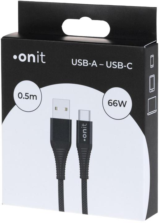 Produktbild Onit USB 2.0-Kabel USB A - USB C 0.5 m, Schwarz (0.50 m, USB 2.0)