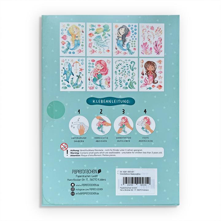 Produktbild Papierdrachen Wandtattoos - Meerjungfrau - Set 1 (2 x 22 x 32 cm)