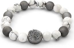 Beneto Bead bracelet made of agate and howlite MINK123 - Length: 17 cm (17 cm)