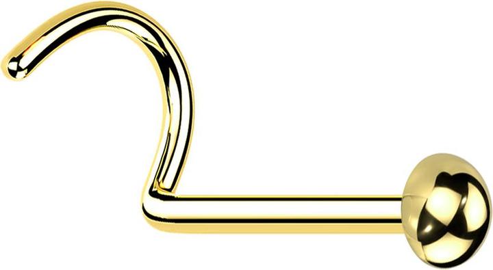 Star Piercing Nasenstecker gebogen vergoldet mit Kuppel (ohne Messing, Titan G23)