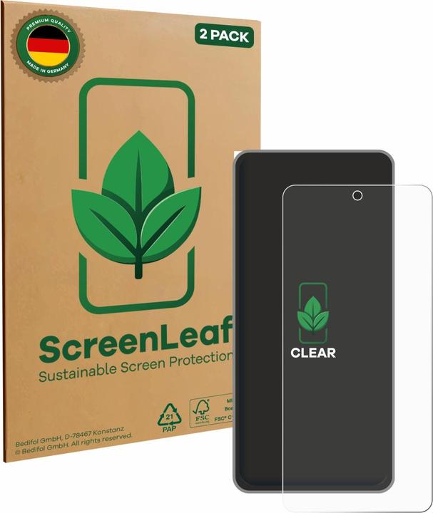 Produktbild ScreenLeaf Schutzfolie nachhaltiger Displayschutz Display Schutz Folie Klar Transparent (2 Stück, Realme GT7)
