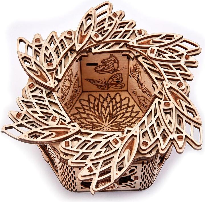 Actual product image Wood Trick Mystery Flower Jewellery Box