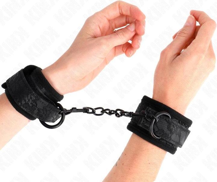 Actual product image Kink Dark Lace Cuffs Neoprene Wrist Cuffs Adjustable Black 20-29 cm X 5 cm