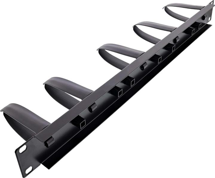 Produktbild InLine 19" Kabelführungspanel, 5 Kunststoffbügel abnehmbar, RAL 9005, schwarz