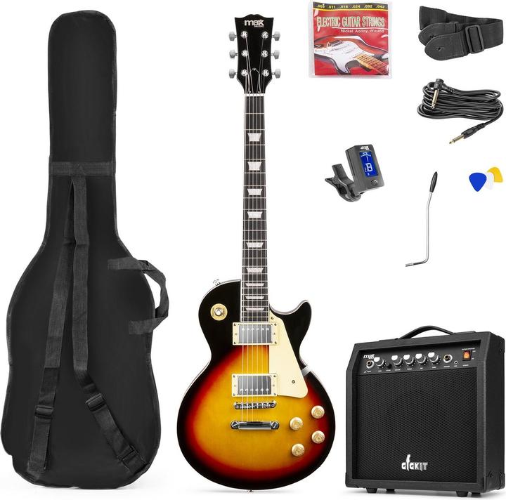 Max Electric Guitar GigKit - Sunburst (Electric guitars set, Body: Lime, Neck: Lime, Fingerboard: basswood)