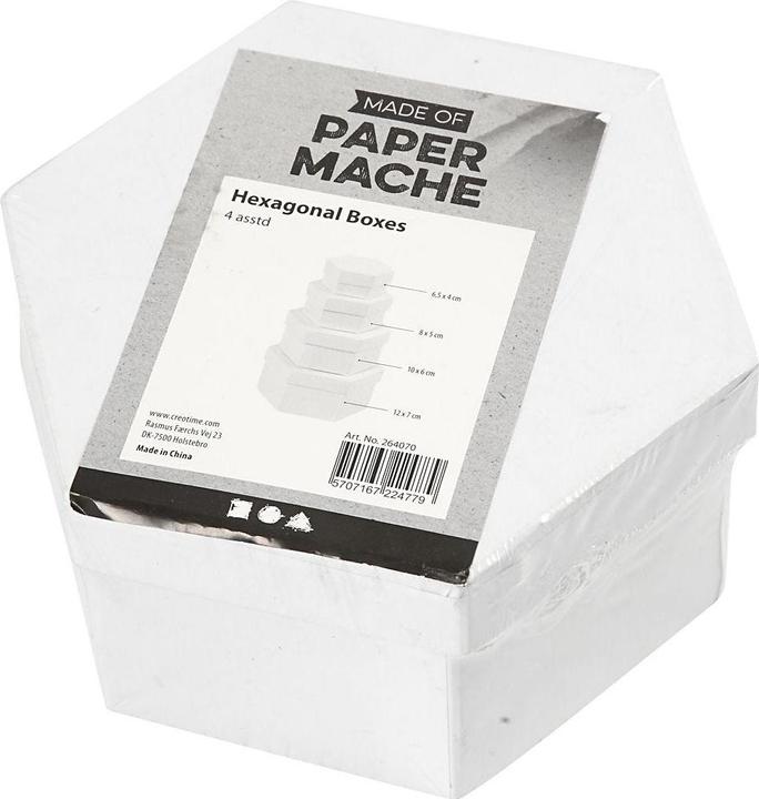 Produktbild Creativ Company Papp-Schachtel sechseckig 4 Stück, Weiss