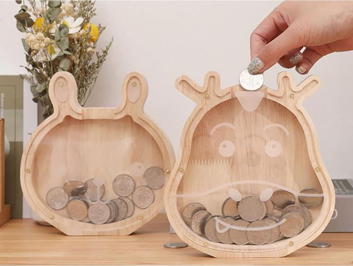 Image du produit VR Shinecon Tirelire en bois modèle tête de chat (18 x 18 cm)
