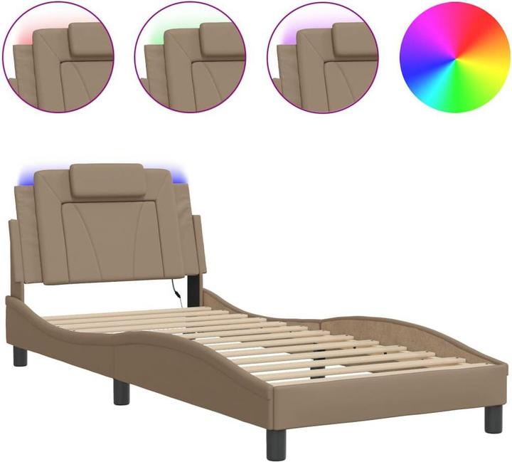 Produktbild VidaXL Bettgestell mit LED Kunstleder (90 x 190 cm)