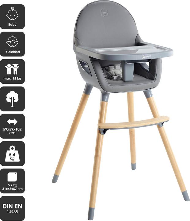 Actual product image BabyGo Skandi high chair grey (Highchair)