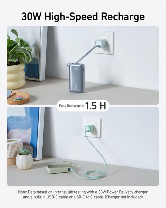 Productafbeelding Anker 545 Nano Power Bank 10000mAh PD 30W groen (10000 mAh, 30 W, 30 Wh)